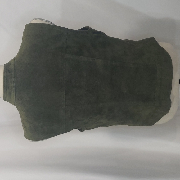 vintage ROOTS 100% Leather Green Vest RARE - Picture 5 of 7